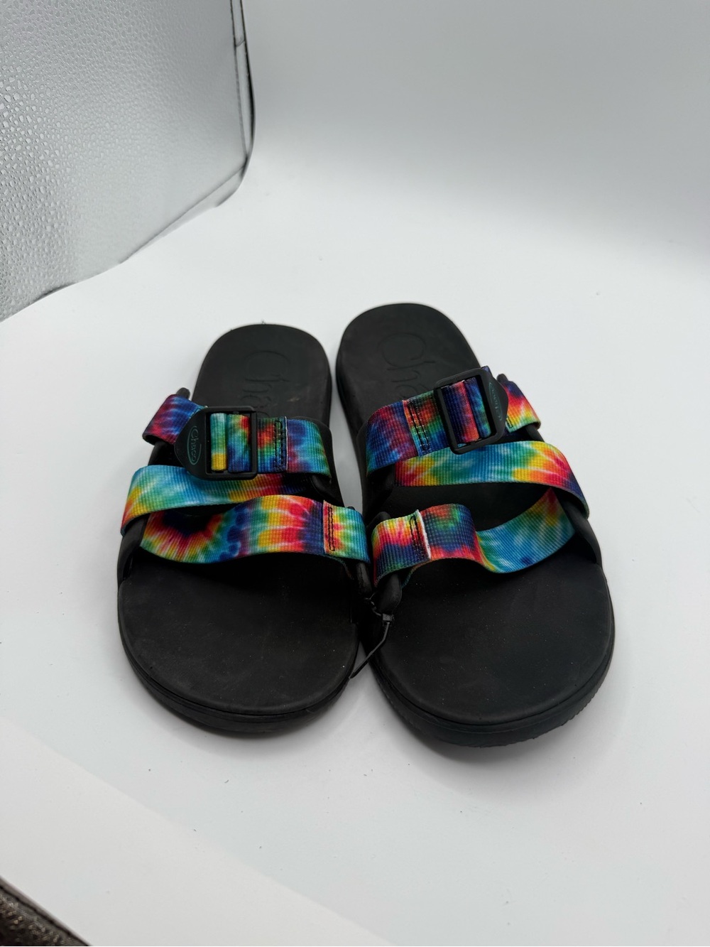 Womens Chacos Chillos Slide, Slip-on Sandals Tie Dye Rainbow Size 10
